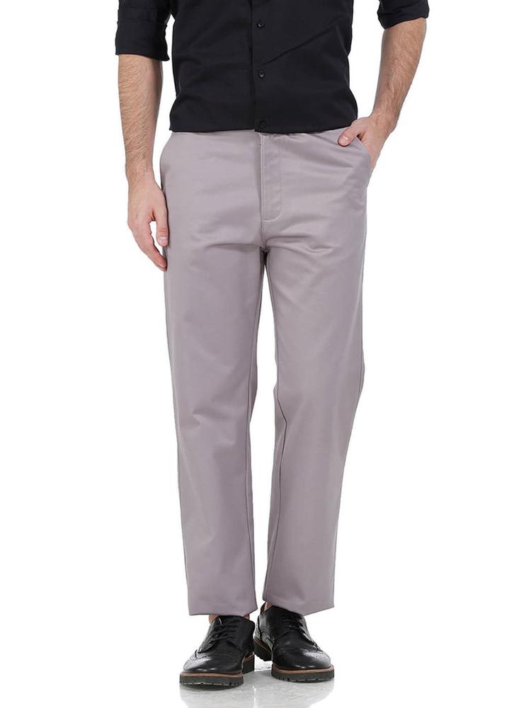 Comfort Fit Grey Satin Weave Poly Cotton Trousers