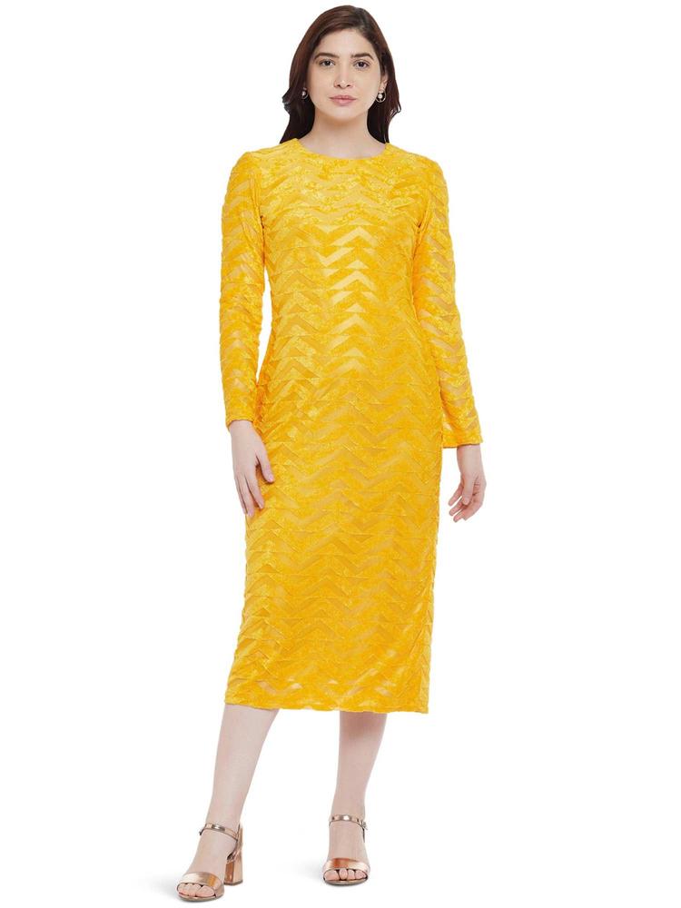 Yellow Sheath Midi Dress