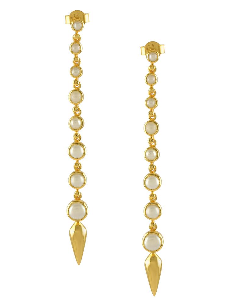 Sterling Silver Gold Plated Pearl Ascending Earrings