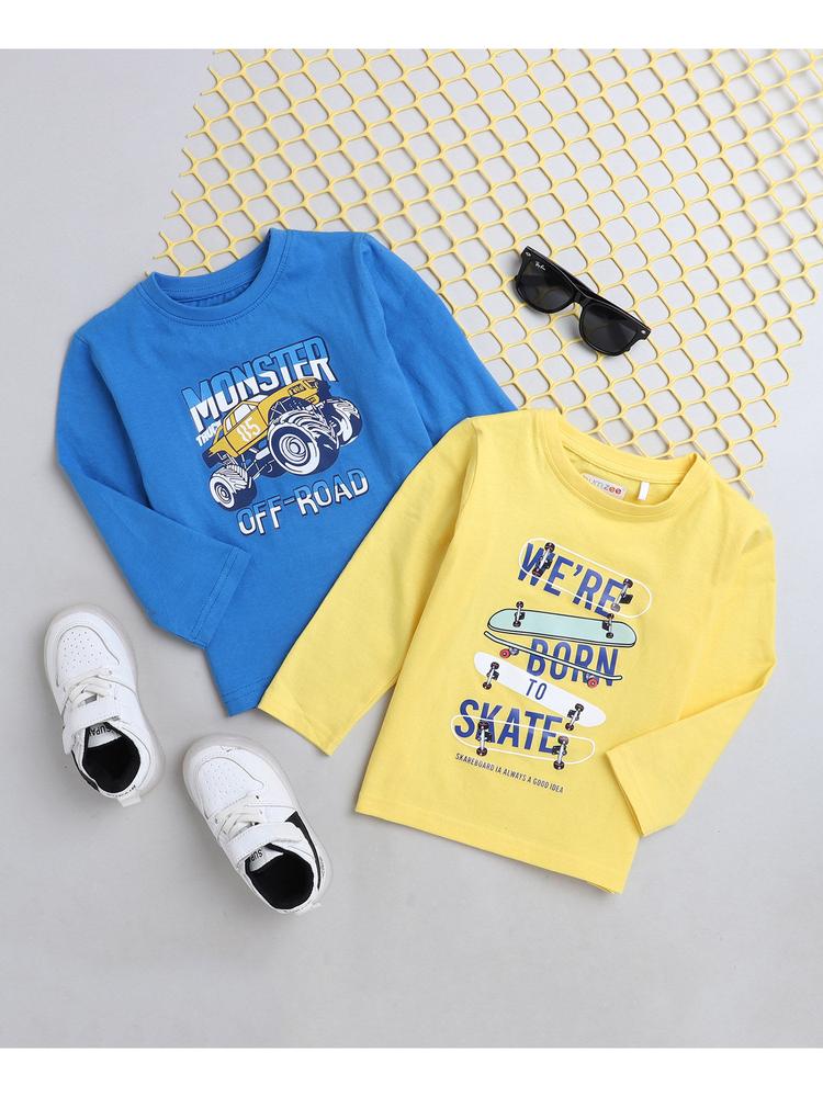 Yellow & Blue Full Sleeve Boys T-Shirt (Pack of 2)