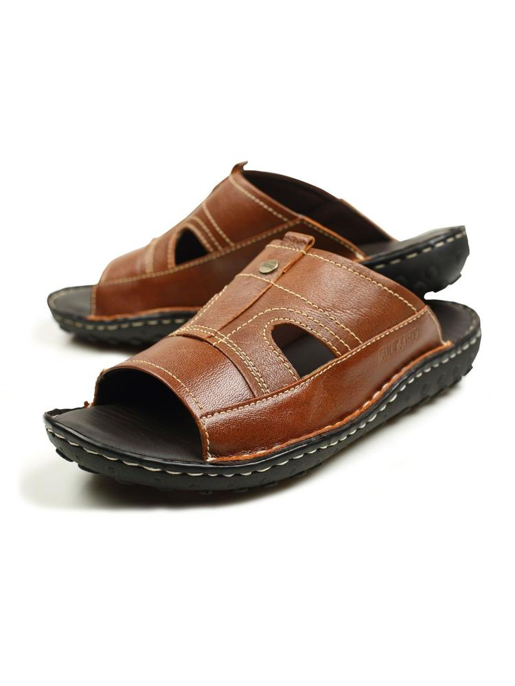 New Nolen Genuine Leather Tan Casual Open Sandal for Men