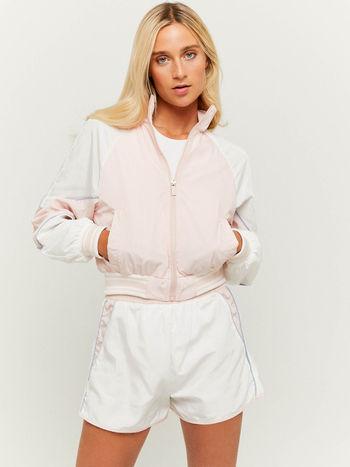Cropped Windbreaker In Pink And White