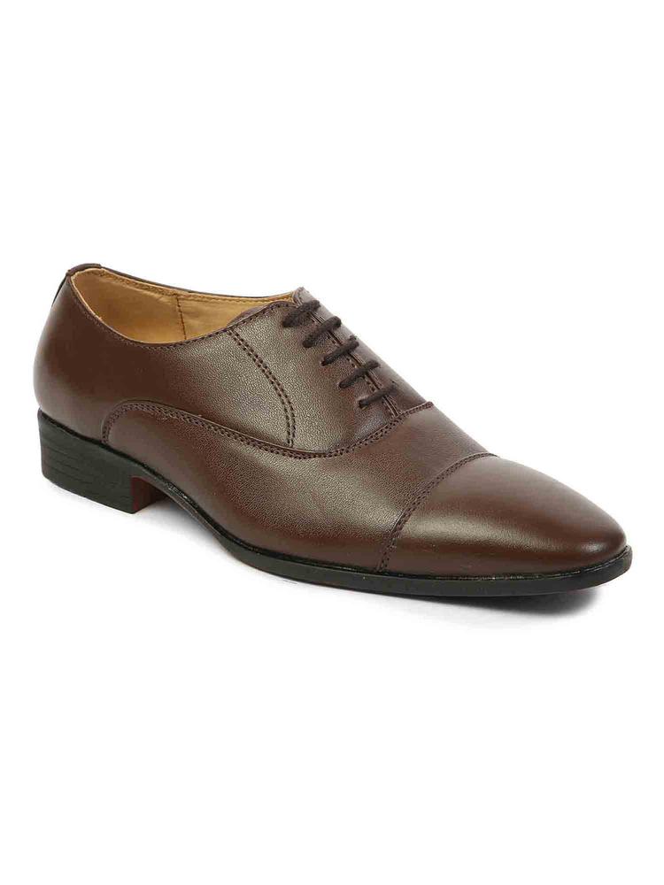 Solid Brown Italian Leather Oxfords
