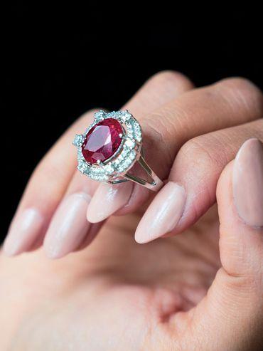 Pure Silver Ruby Designer Party Ring