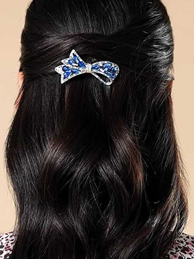 Women Blue & Gold-Toned Beaded French Barrette