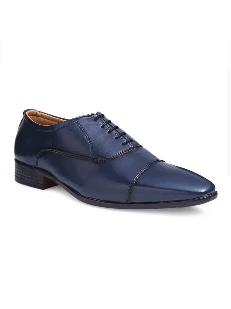 Solid Blue Italian Leather Oxfords