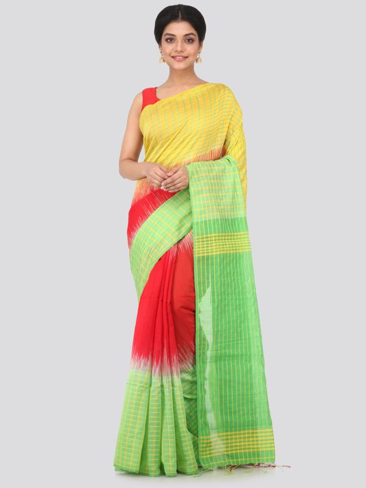 Women's Cotton Silk Saree With Unstitched Blouse Piece,Multi-Color