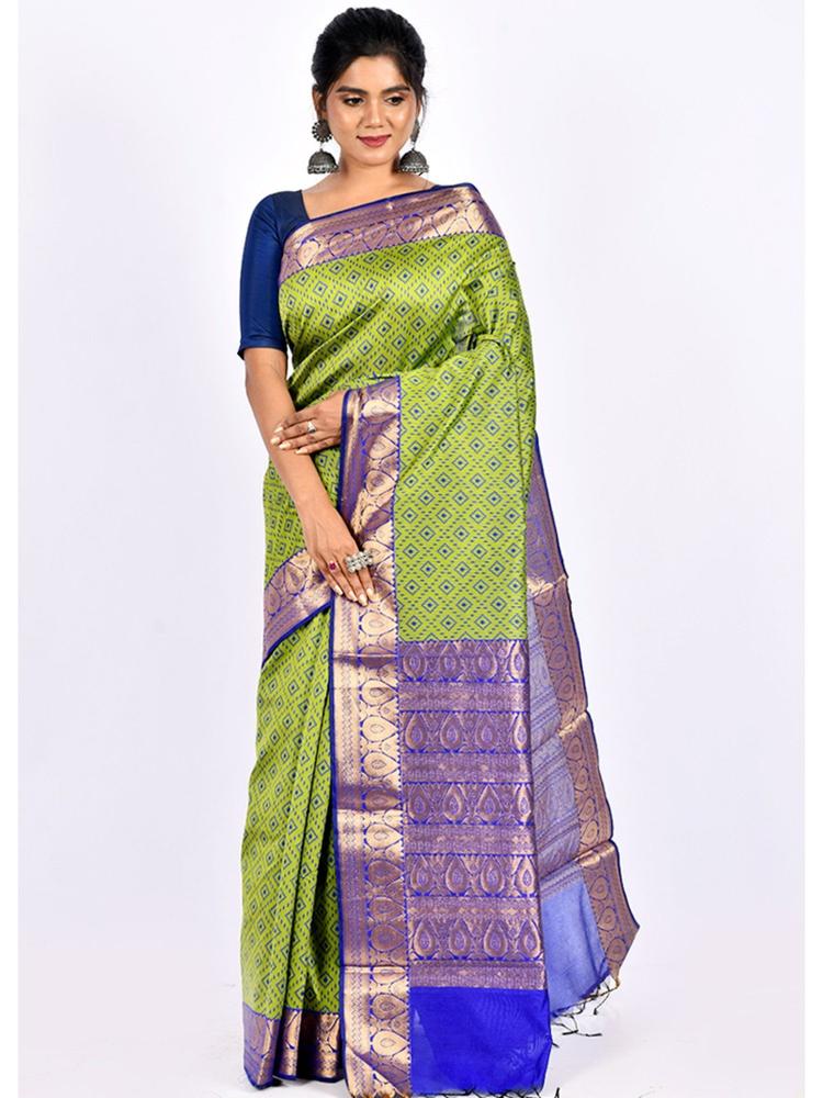Green Cotton Saree without Blouse