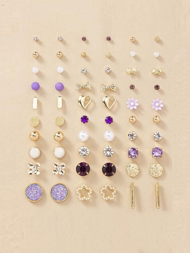Jewellery For Women Gold Plated Multicolor Studs Quirky (Pack of 30)