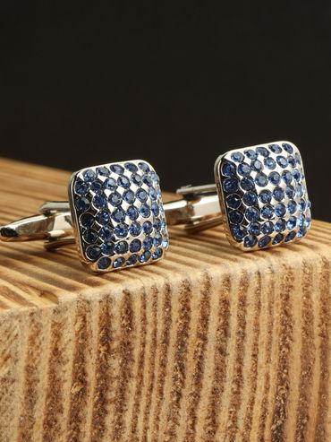 Blue & Silver Coloured with Stone Cufflink for Men