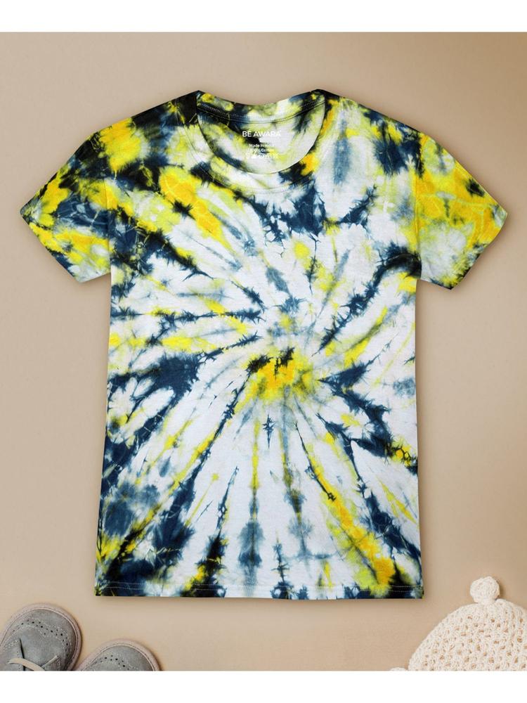 Bumblebee Spiral Tie & Dye Half Sleeves Kids T-shirt Yellow