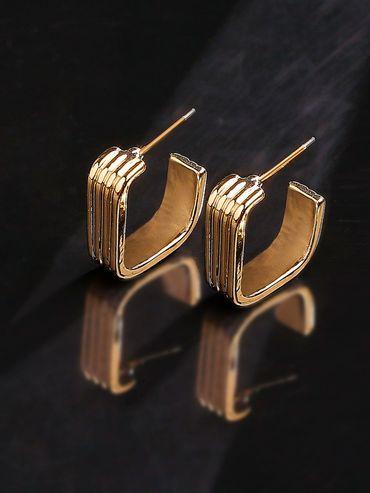 Gold-Toned Contemporary Half Hoop Earrings