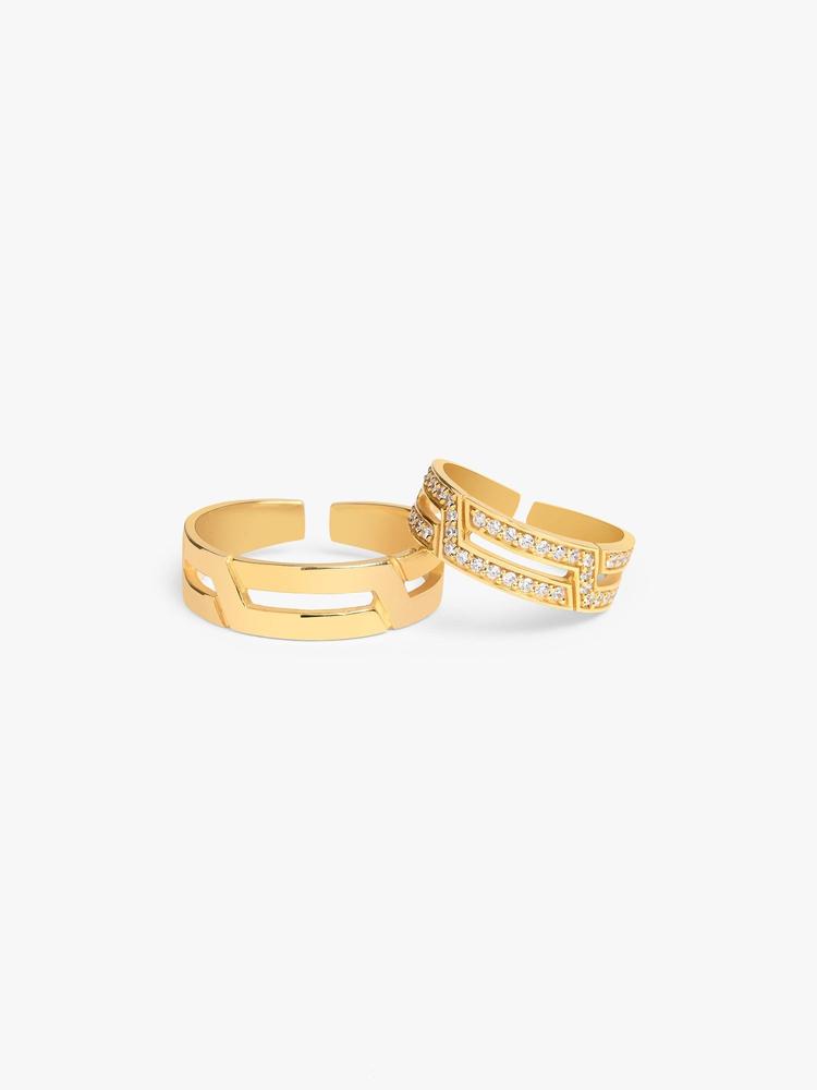 18K Gold Plated Silver Soulmate Couple Rings