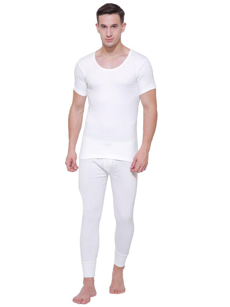White Solid Men Thermal Top White
