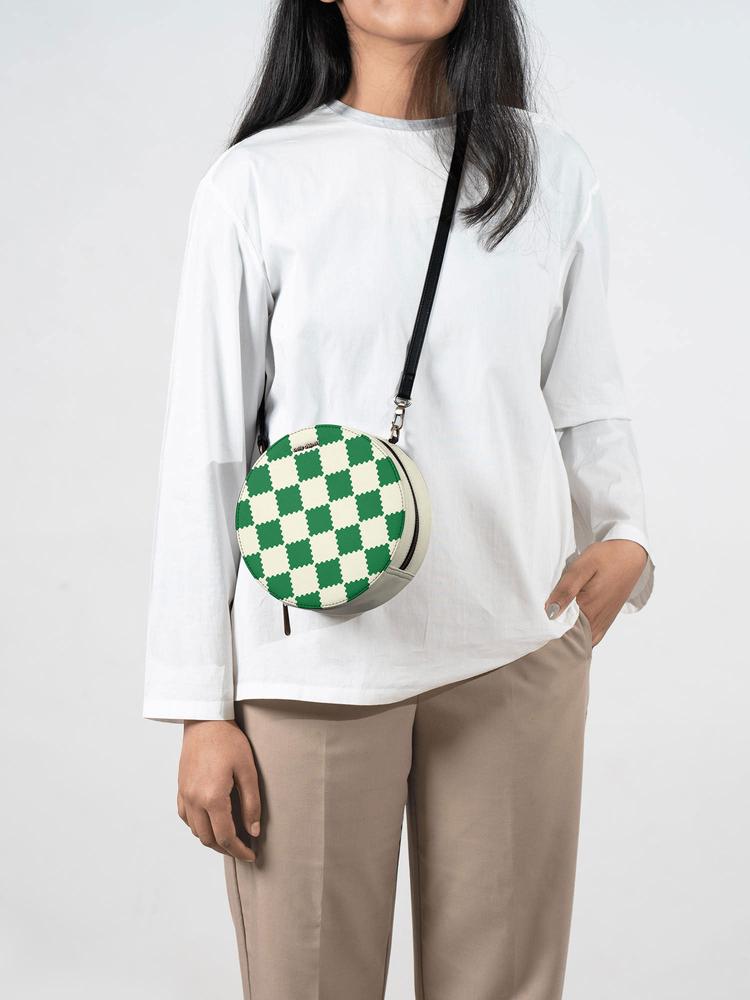 Green Checkerboard Orbis Crossbody Bag