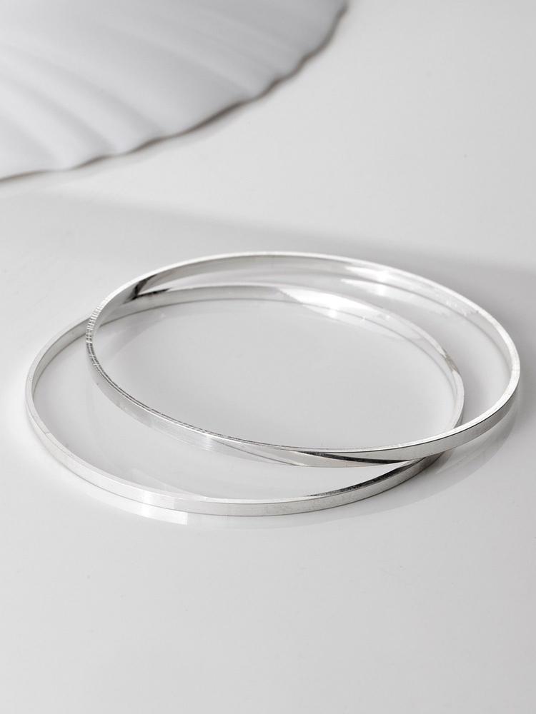 Classic Solid Rhodium Plated Bangle