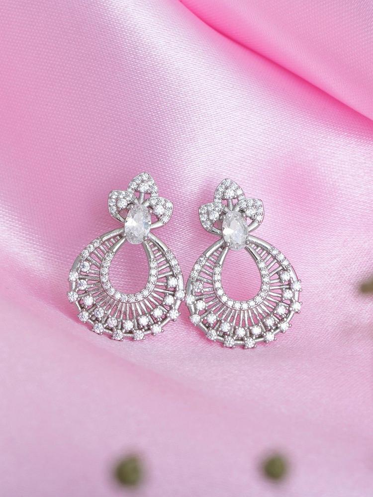 Sparkling Rhodium Plated 925 Sterling Silver Earring