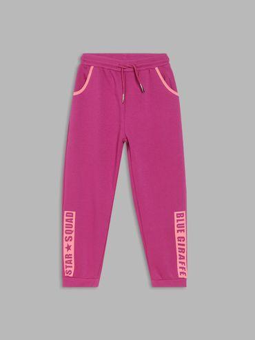 Girls Pink Solid Joggers