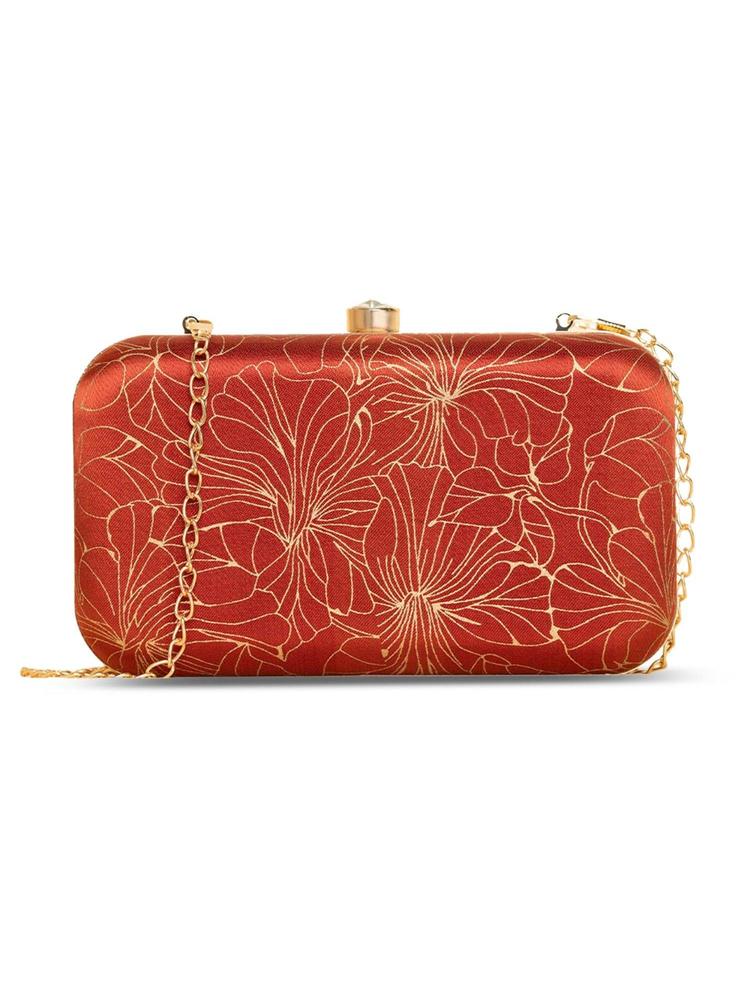 Maroon Color Printed Fancy Clutch for Women