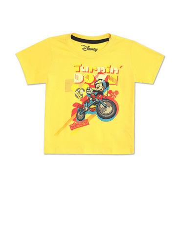 Boys Yellow Mickey Mouse Graphic Print T-Shirt