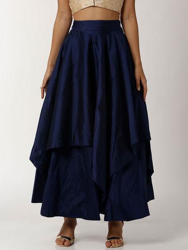 Ladies Skirt Solid Polyester Mid Night Blue