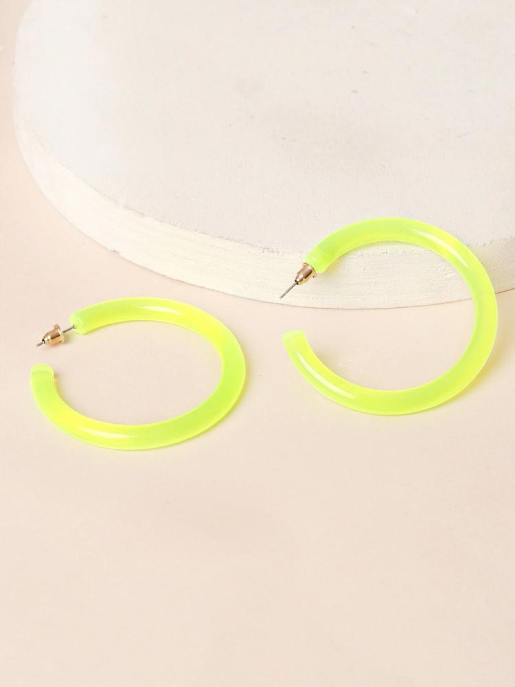 Acrylic Neon Green Hoop Earrings