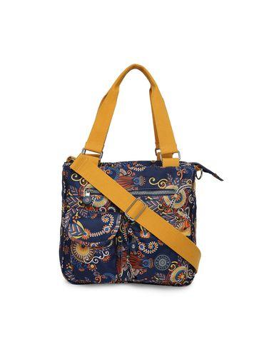 CRINKLE Range Blue & Yellow Floral Color Soft Case Nylon Shoulder Bag