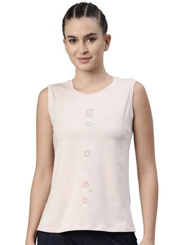 Athleisure E133-Sleeveless Crew Neck Antimicrobial Stretch Cotton Tank Top-Rose Water