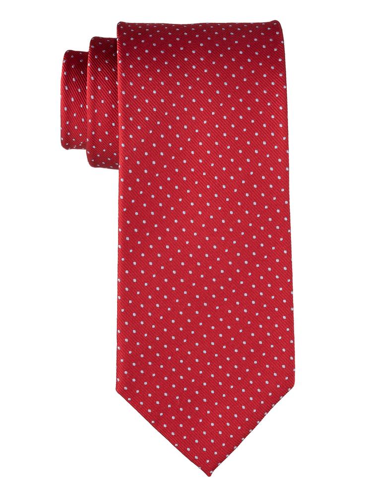 Red with Grey Polka Silk Tie