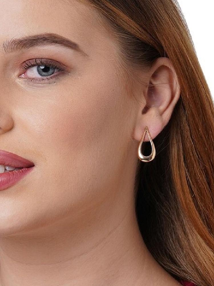 Chic Gold Teardrop Stud Earrings For Women(OSXXE154)