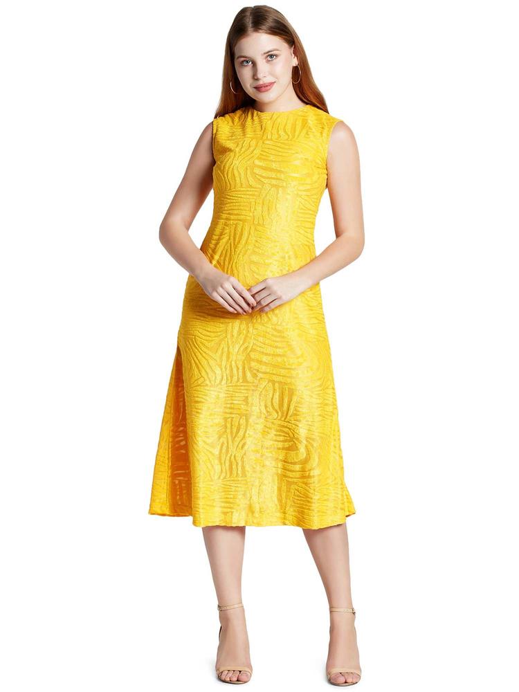 Yellow A-Line Midi Dress