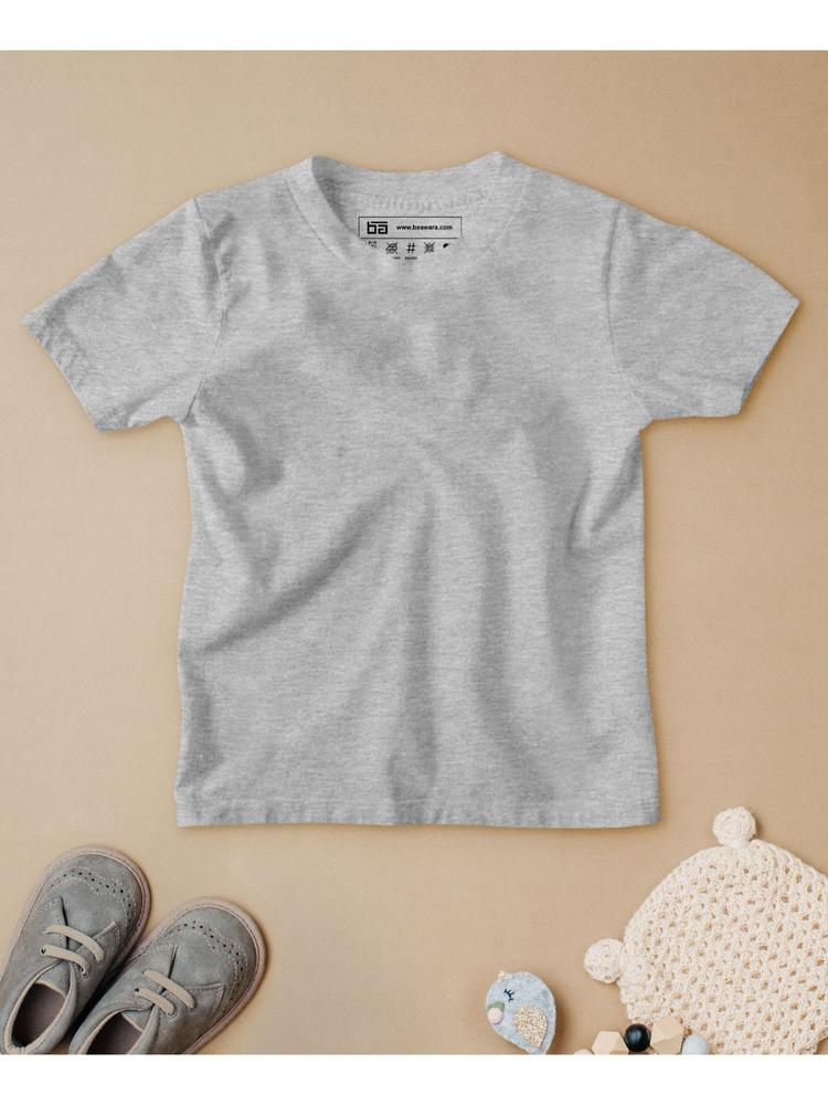 Plain Melange Grey Half Sleeves Kids T-shirt Grey