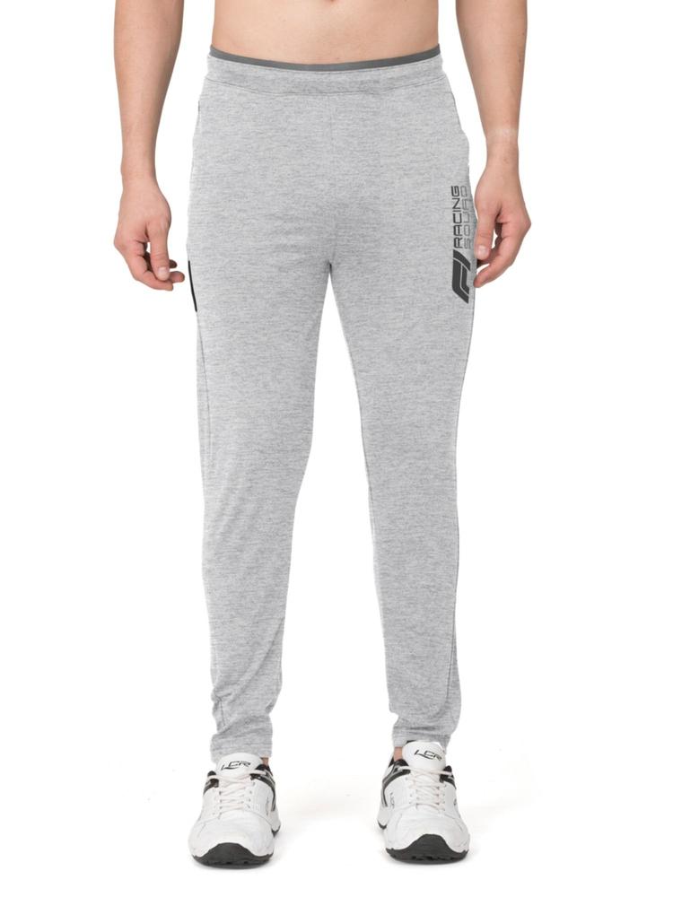 Grey Melange Trendy Printed Cotton Blend Active Athleisure Trackpant for Men