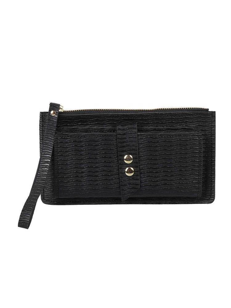 Black Textured Wallet for Women (S)