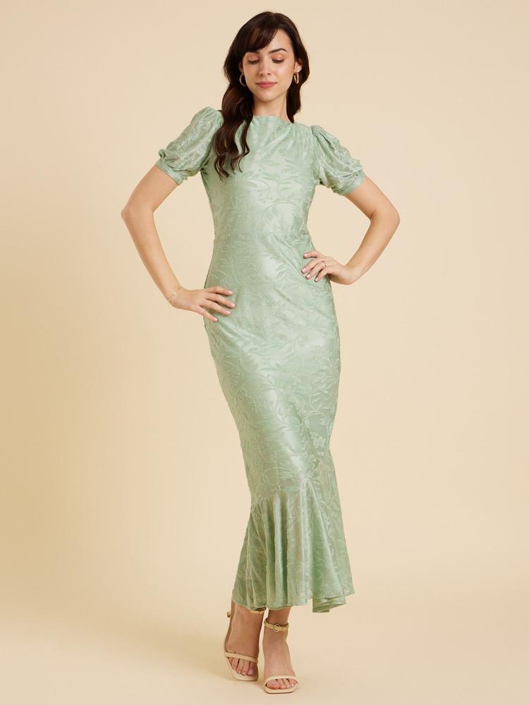 Olive Floral Wedding Mermaid Long Dress