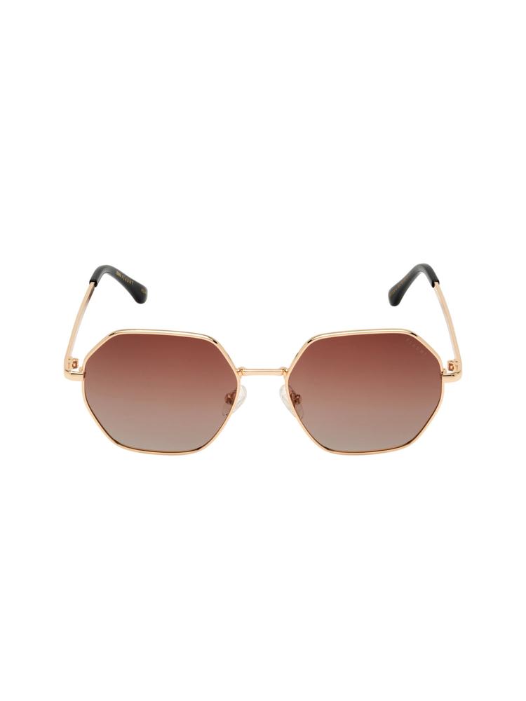 Brown - Gold Frame Sunglasses - Fst 22419