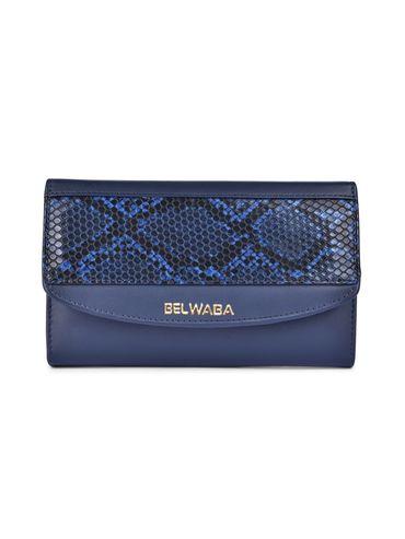 Womens Faux Leather Navy Blue Wallet