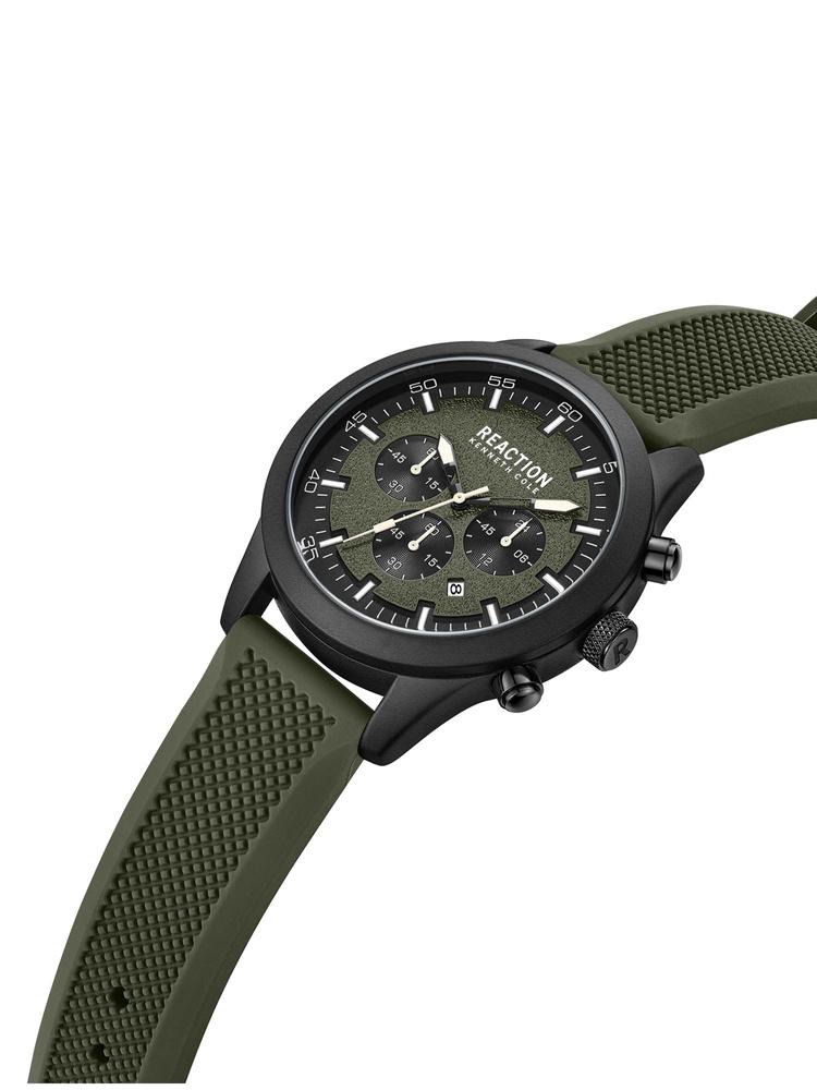 Chronograph Green Silicone Strap Watch for Mens - KRWGO9005403