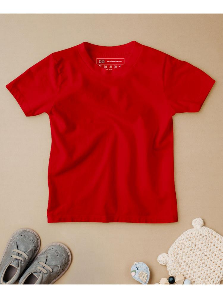 Plain Red Half Sleeves Kids T-shirt Red