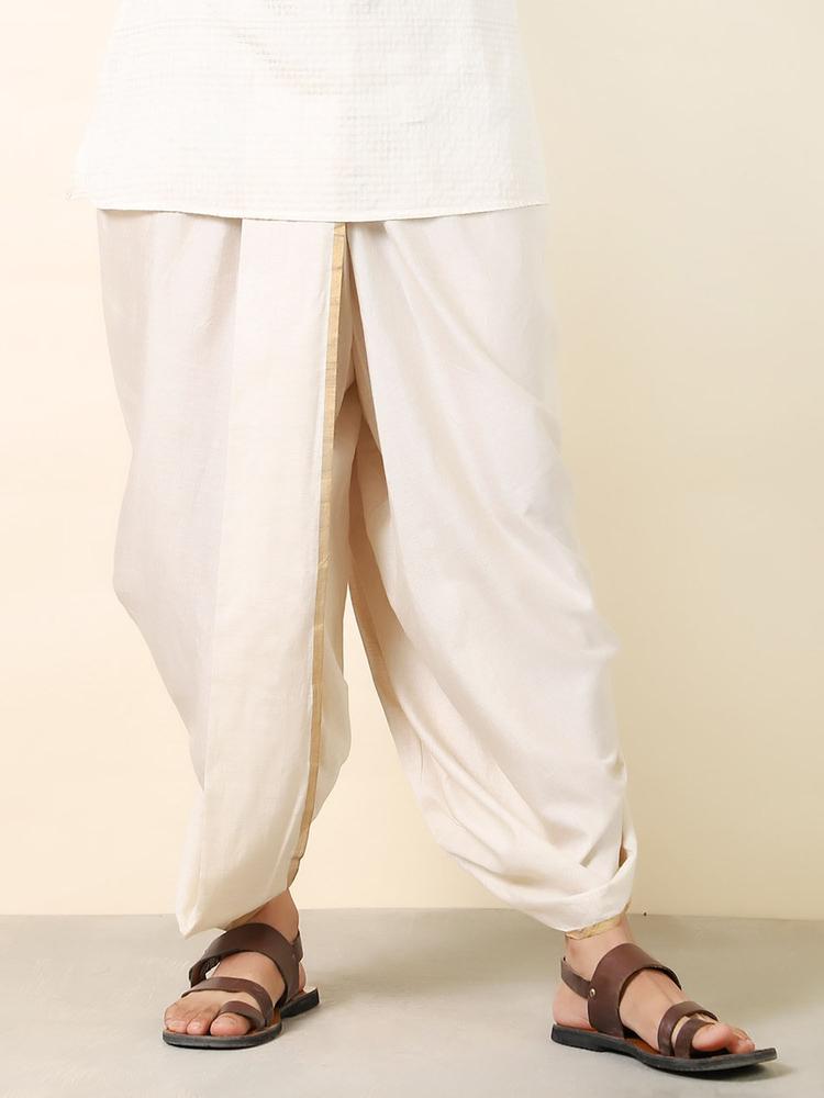 Cotton Silk Solid Stitched Dhoti