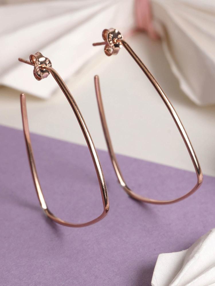 925 Sterling Silver Rose Gold Rhodium Plated Olya Hoop Earrings for Women and Girls