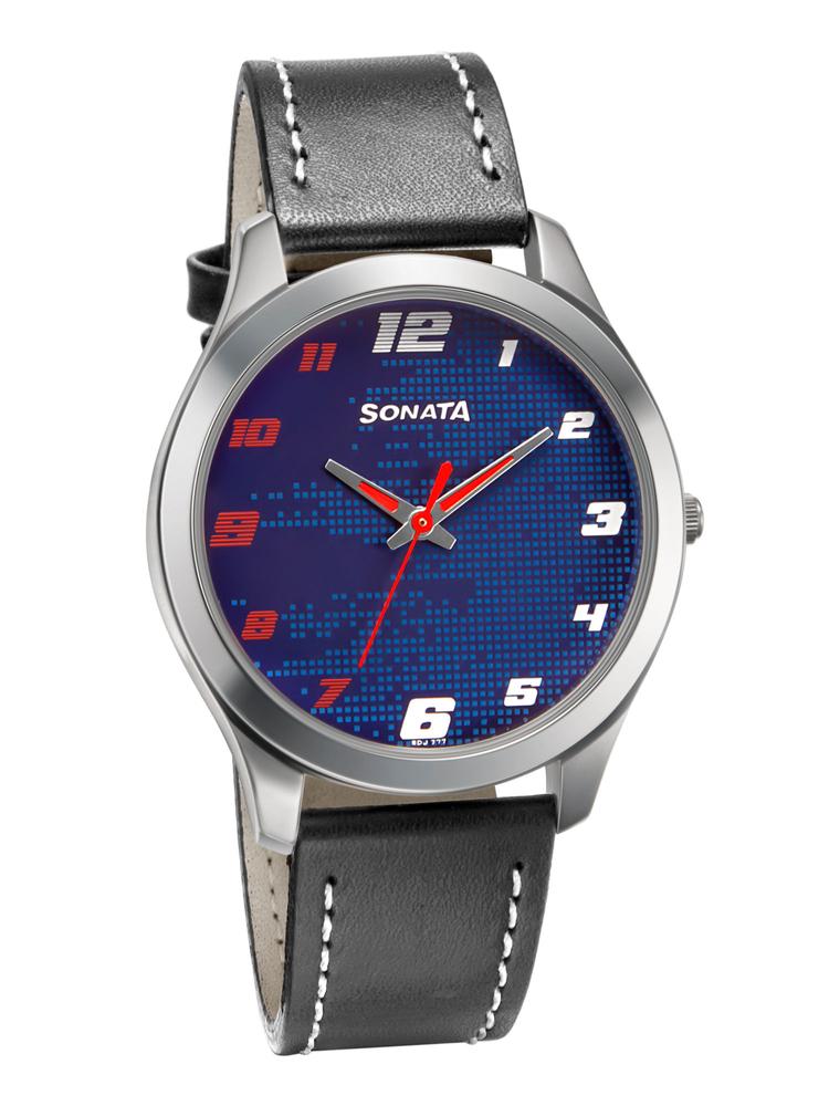 Blue Leather Watch-77063SL07W