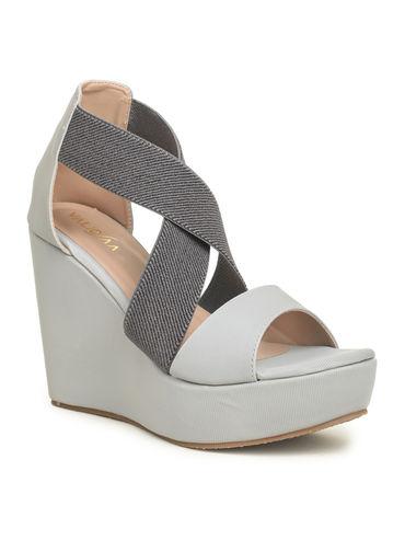 Solid Plain Grey Wedges Heels
