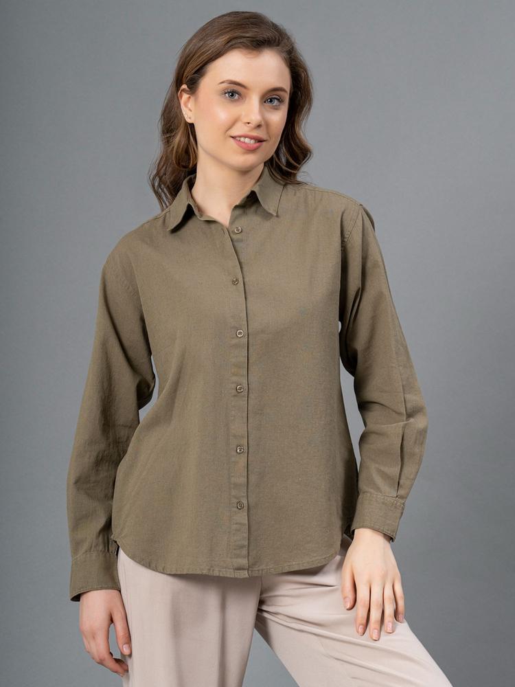 Olive Color Shirt For Women's Moisture Absorbent And Comfortable