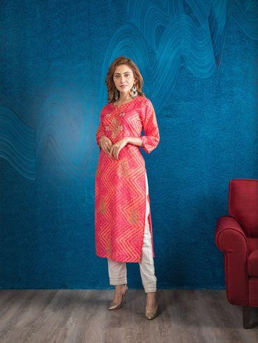 Multicolor Cotton Print with Embroidery Kurta