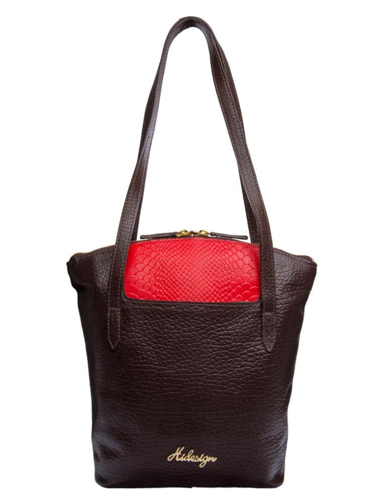 Brown Textured Handbag