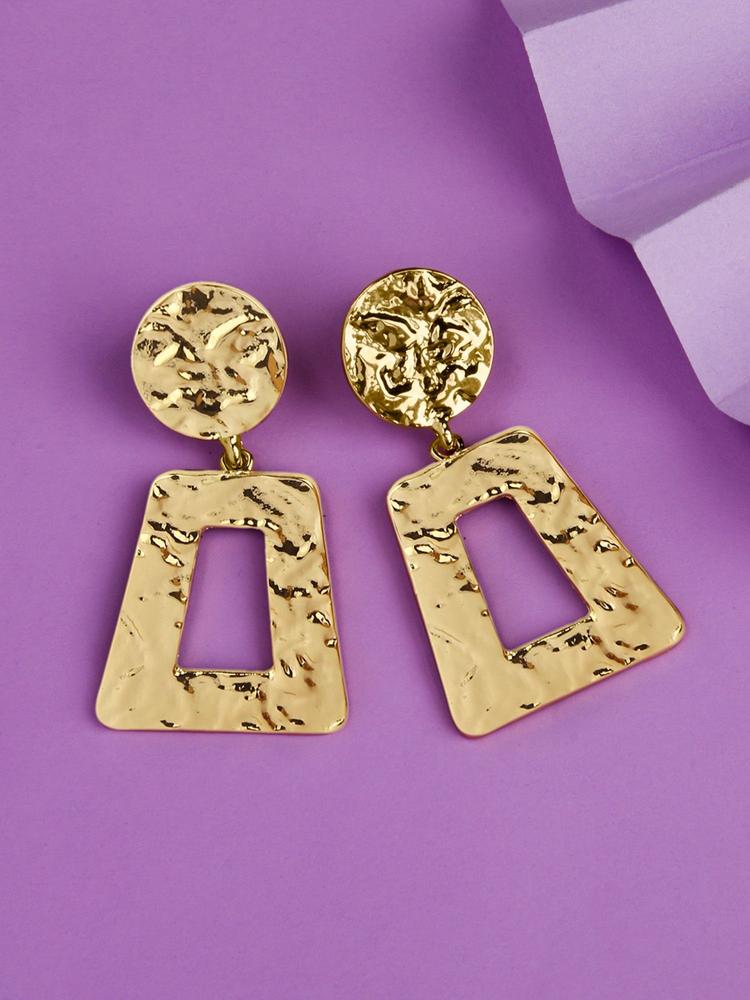 Gold Toned Geometric Drop Earrings