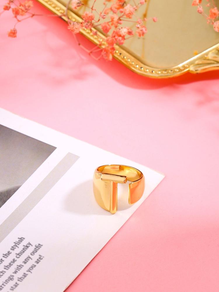 Gold Initial Ring-T