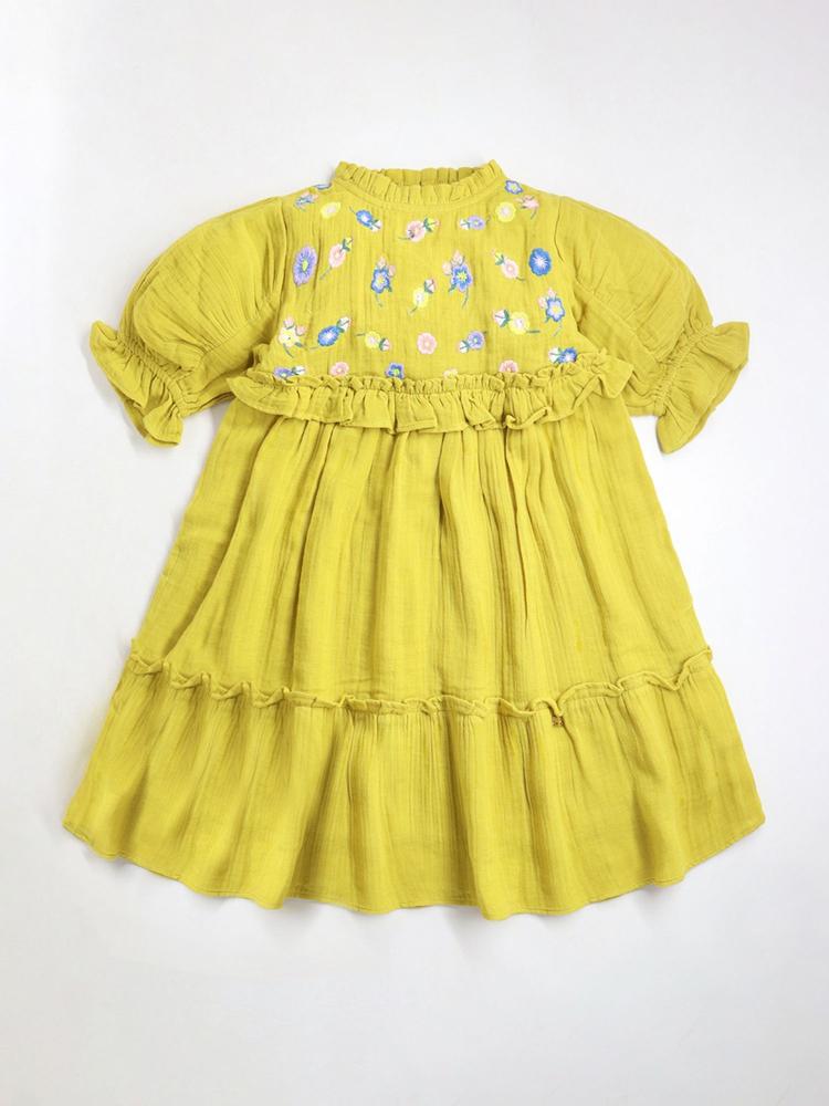 Girls Yellow Fit & Flare Dress
