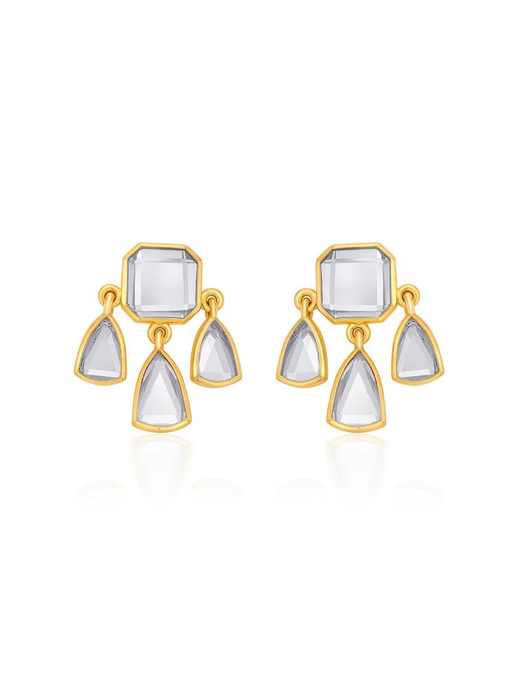 Seher Statement Mirror Studs In 18K Gold Plated